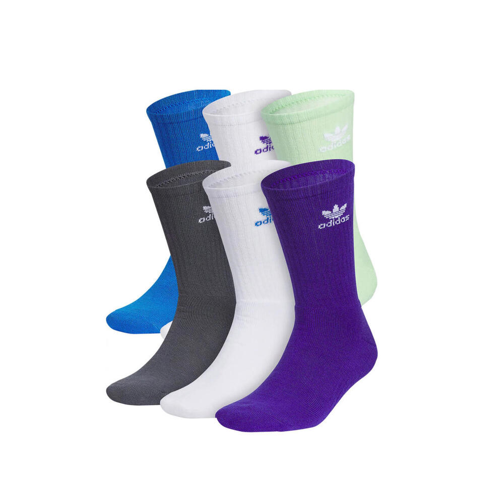 adidas Originals Trefoil Crew Socks - 6 Pack Men's size 8-12 Women's size 10-13